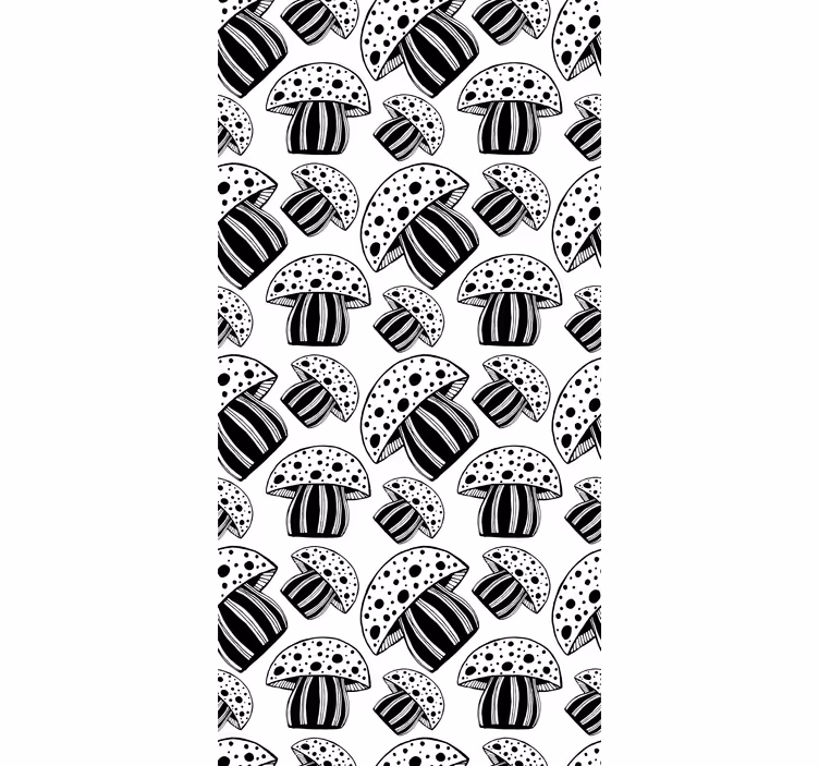 Contemporary wallpaper black and white ethnic fungi - TenStickers