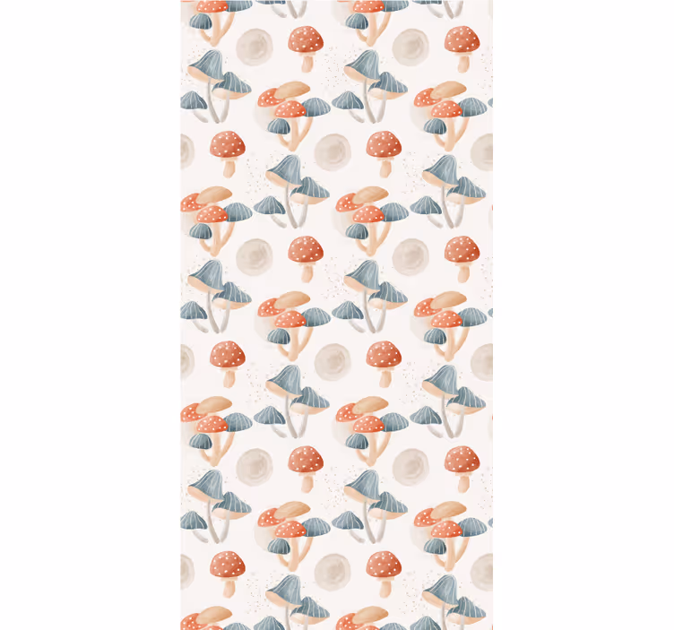Contemporary wallpaper watercolor mushroom design - TenStickers