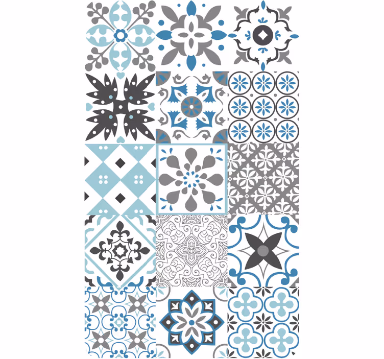 Kitchen wallpaper in blue mosaic design - TenStickers