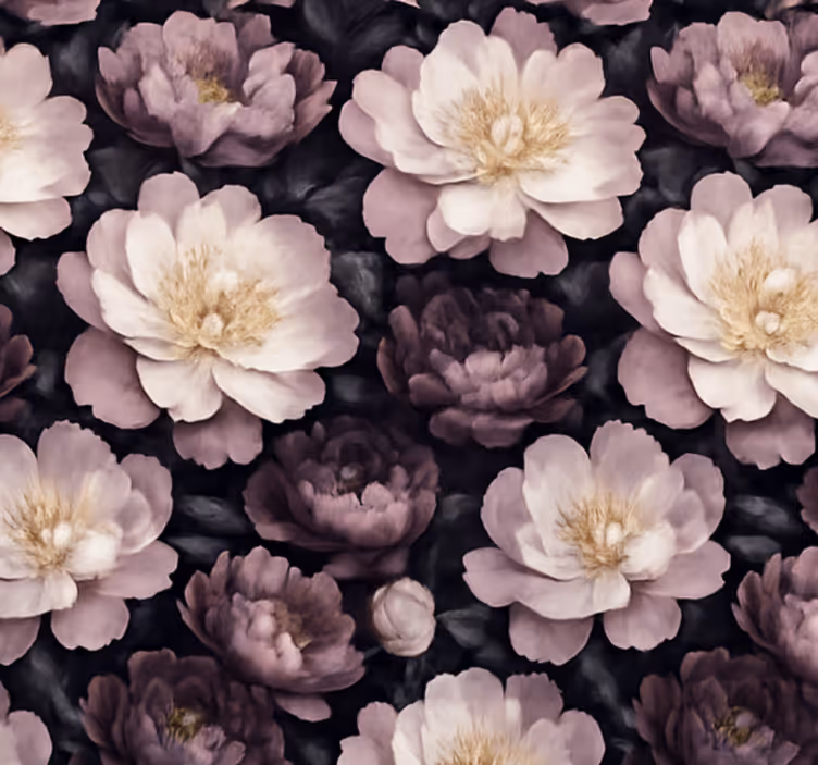 Living area wallpaper in dark floral design - TenStickers