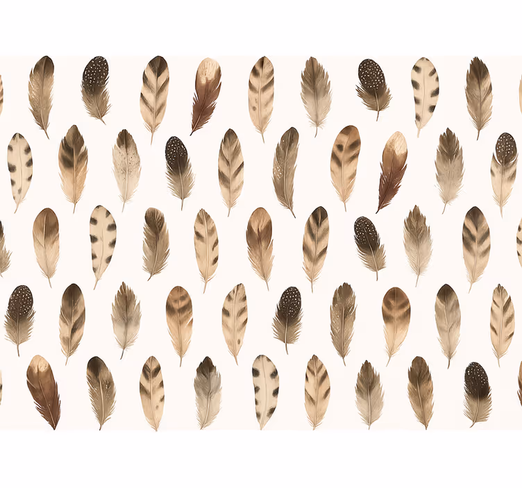 Living area wallpaper organic feather design - TenStickers