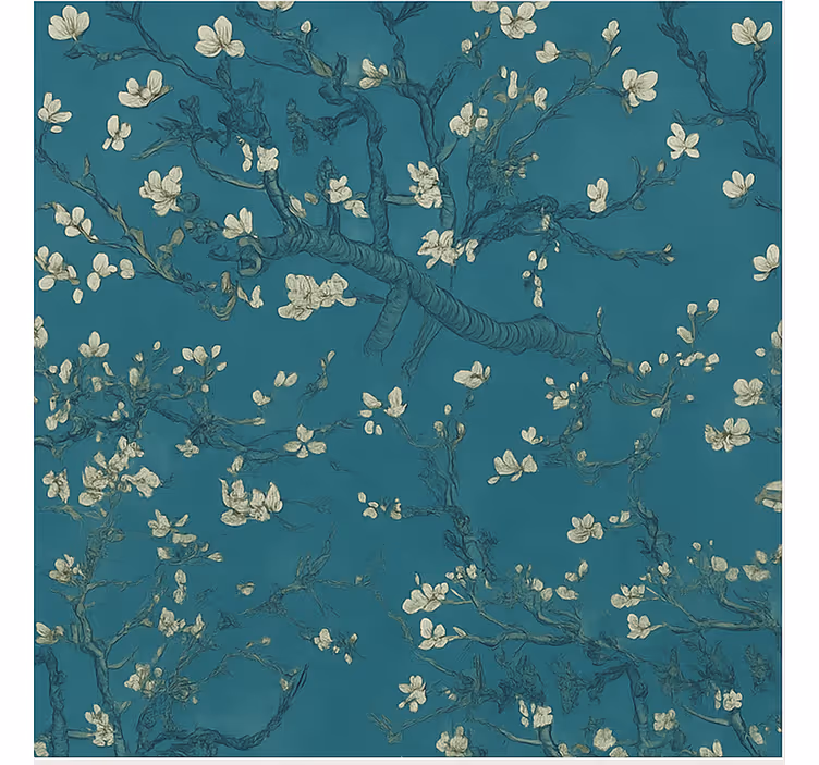 Master bedroom wallpaper dark blue tree design - TenStickers