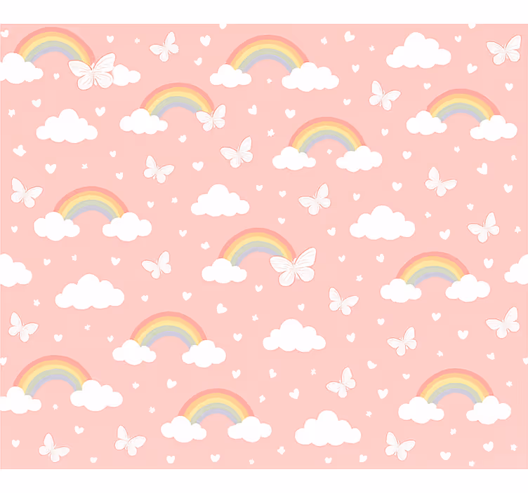 Wallpaper childrens room pink kids rainbow design - TenStickers