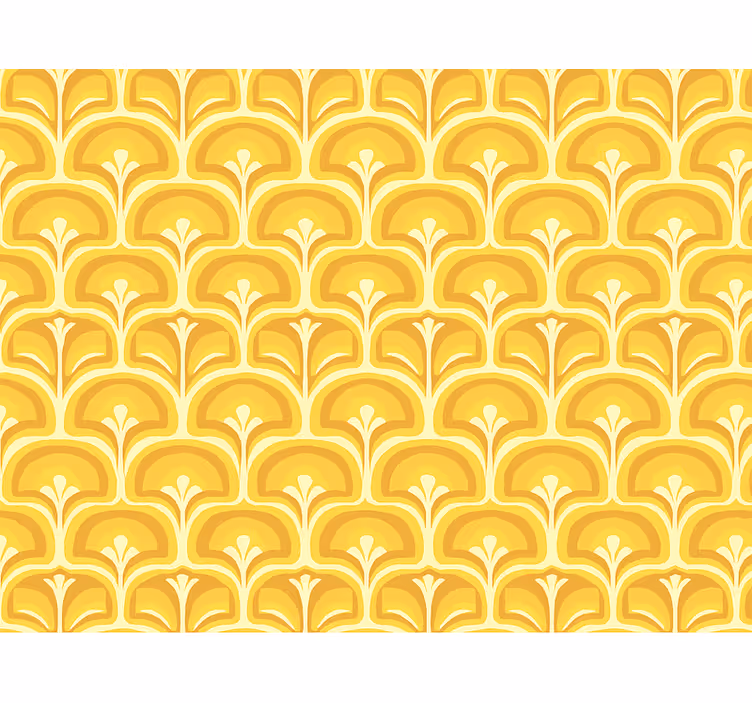 Living area wallpaper retro 70s yellow figures - TenStickers