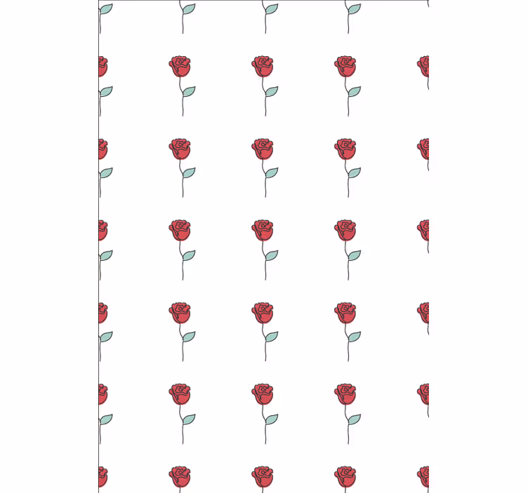 Flowers wallpaper cute red rose line art design - TenStickers