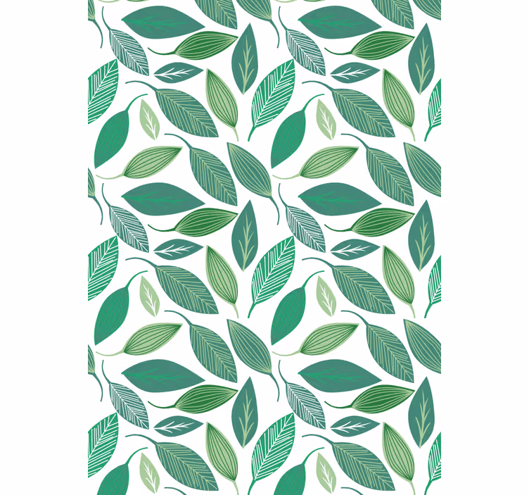 Floral wallpaper with green leaves nature pattern - TenStickers