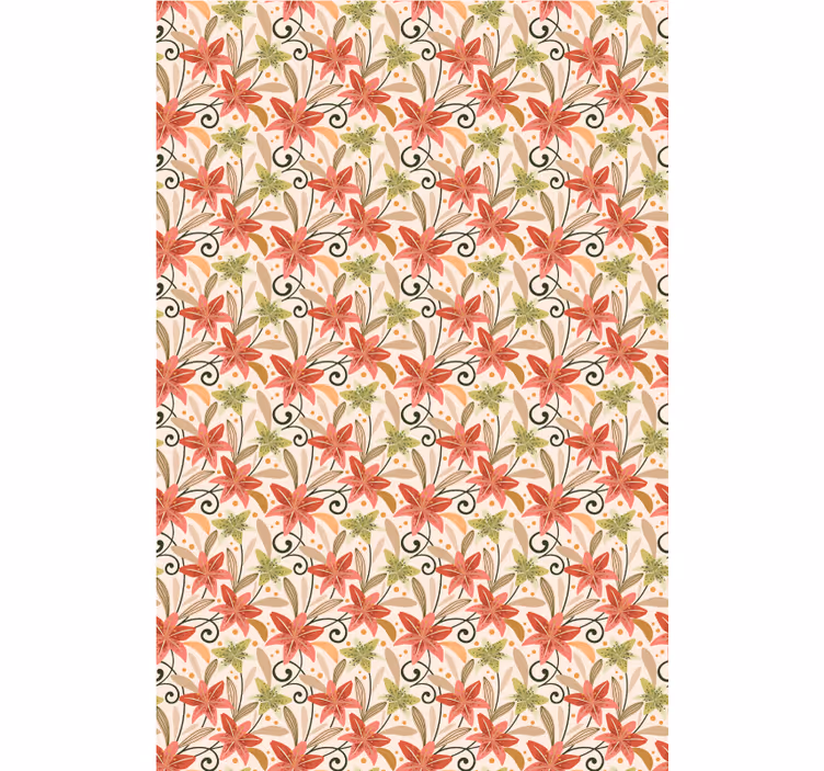 Floral wallpaper with colourful vintage lilies pattern - TenStickers