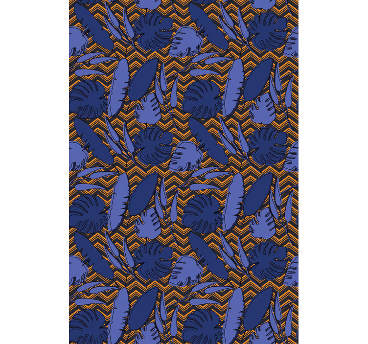 Master bedroom wallpaper abstract blue orange zigzag pattern - TenStickers