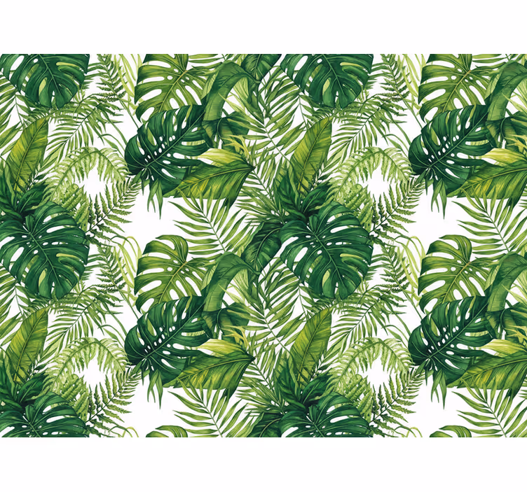 Kitchen wallpaper rainforest green leaves - TenStickers