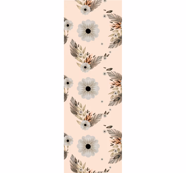 Wall paper in bedroom pink and black floral pattern - TenStickers