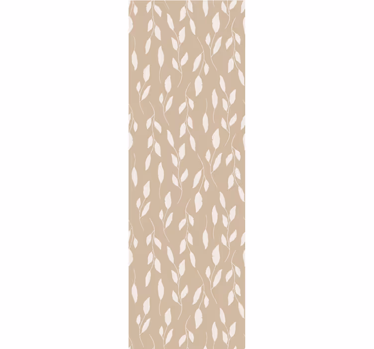 White paint leaves on brown wall paper in bedroom - TenStickers