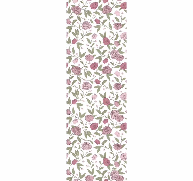 Pale pink vintage roses wall paper in bedroom - TenStickers