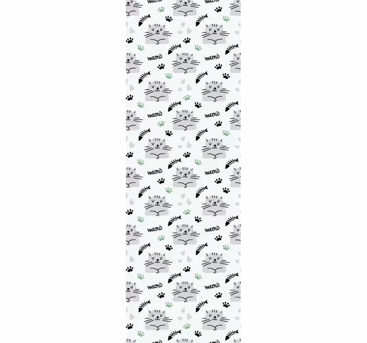 Cute cats with paws pattern wall paper in bedroom - TenStickers