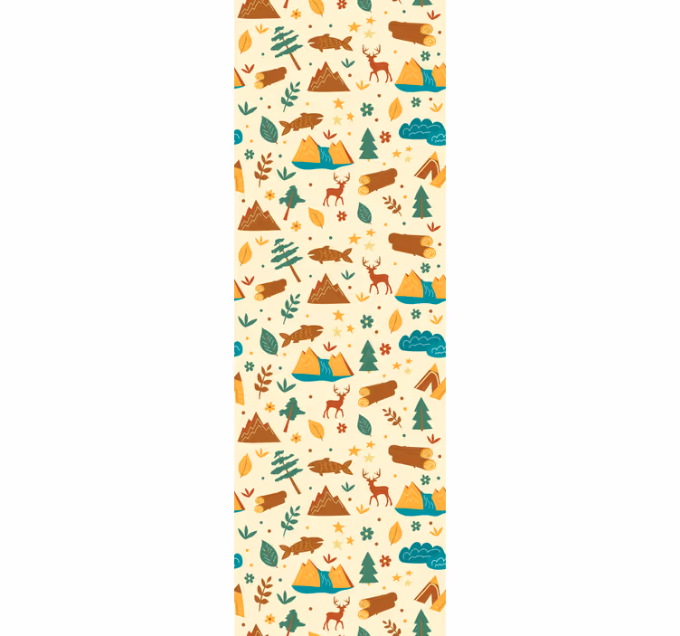 Hand drawn camping scenes wall paper in bedroom - TenStickers