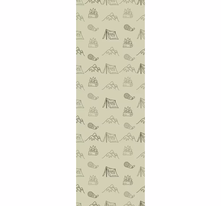 Wall paper in bedroom with hand-drawn camping gear - TenStickers