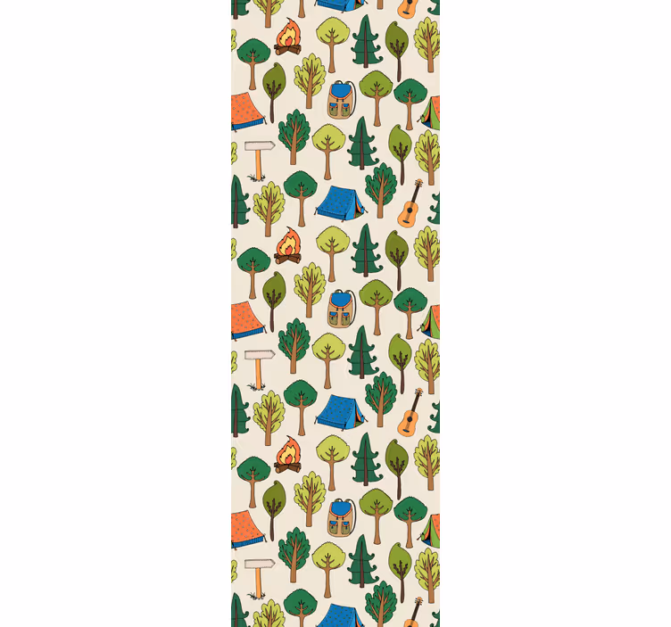Camping gear guitars lantern bee wall paper in bedroom - TenStickers