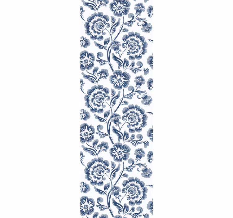 Blue flowers grandmillenial pattern wall paper in bedroom - TenStickers