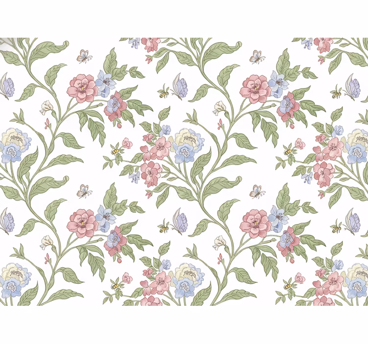 Flowers wallpaper light country house - TenStickers