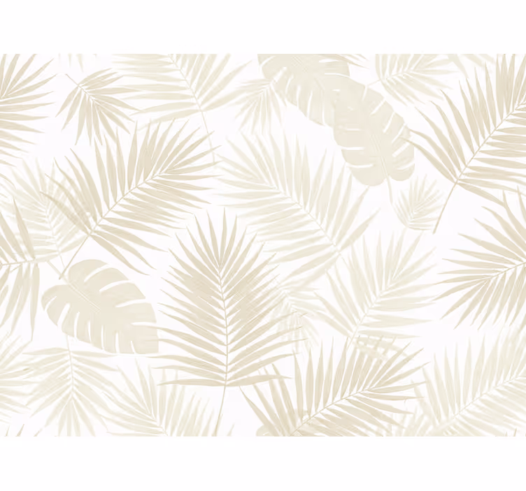 Flowers wallpaper in cream palm leaves - TenStickers