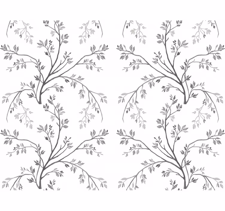 Flowers wallpaper in soft grey branches - TenStickers