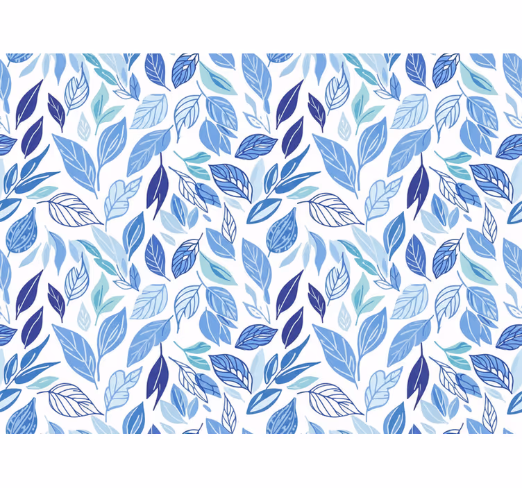 Flowers wallpaper with blue leaf designs - TenStickers