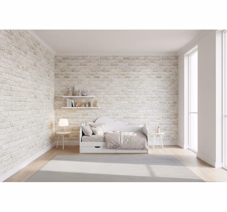 Stone effect wallpaper light stone bricks - TenStickers
