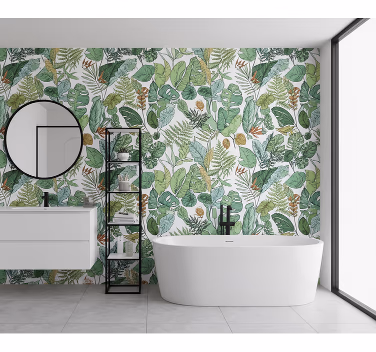 Leaves wallpaper jungle assorted foliage - TenStickers