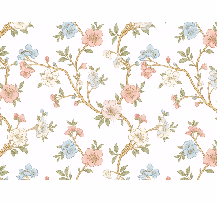Flowers wallpaper in blooming branches style - TenStickers