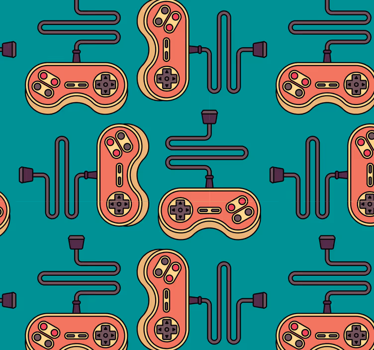 Gaming Pattern wallpaper teenage bedroom - TenStickers