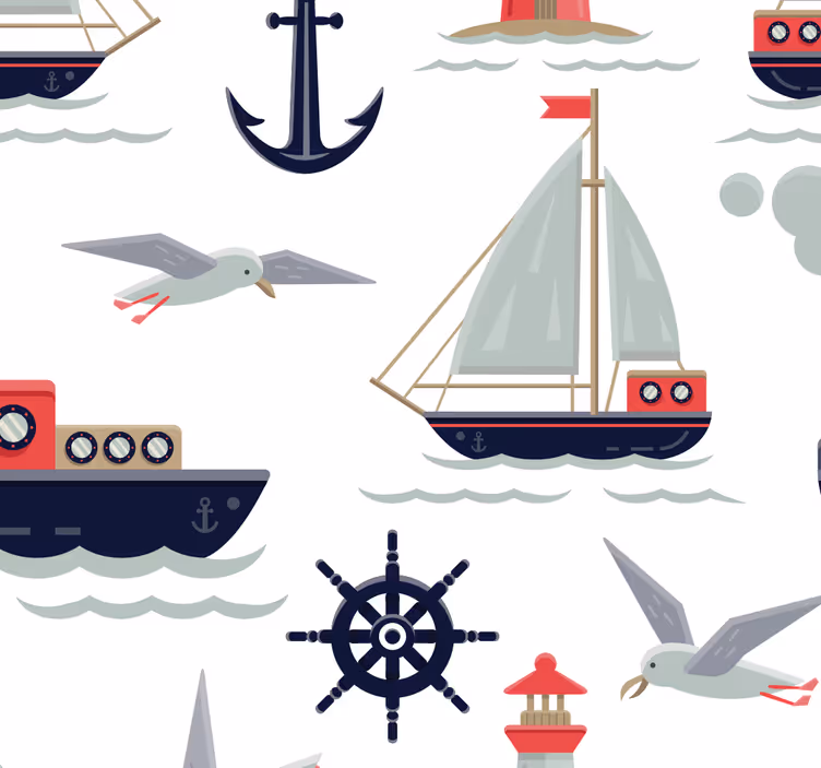 Nautical Nursery nursery room wallpaper - TenStickers