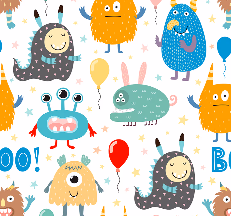 Festive Monsters animals wallpaper - TenStickers