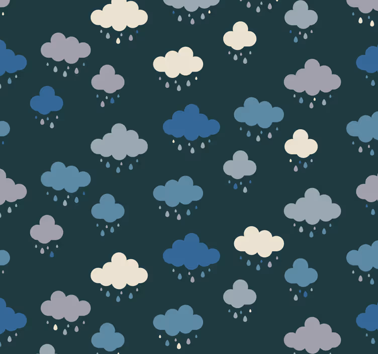 Cloudy Rain Scene nursery room wallpaper - TenStickers