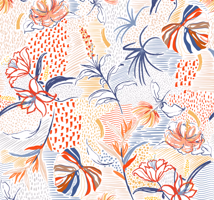Floral elegance design wallpaper for dining area - TenStickers