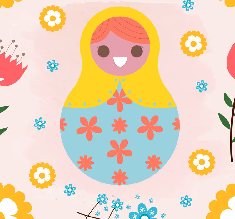 Beautiful matrioskas pattern Wallpaper - TenStickers