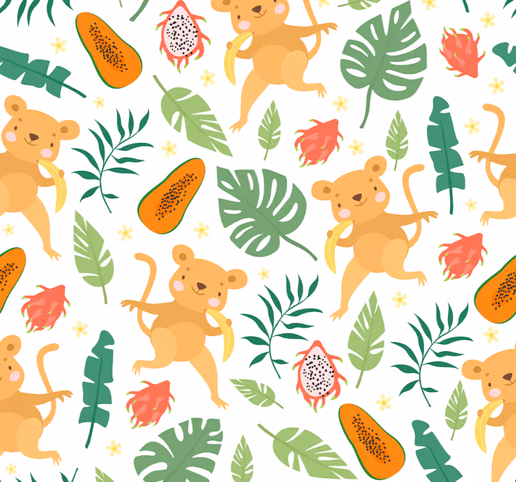 Monkey jungle motif animals wallpaper - TenStickers