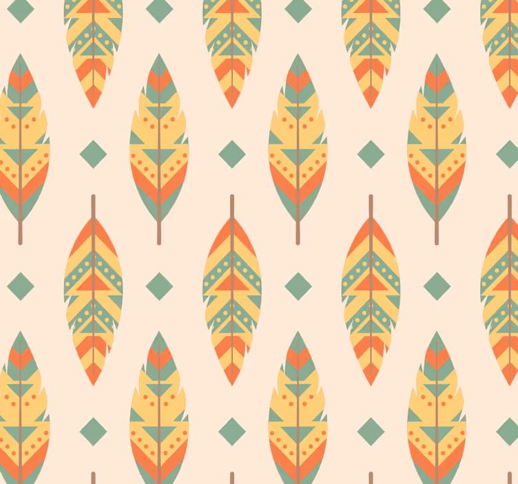 Modern Leaf Pattern living area wallpaper - TenStickers