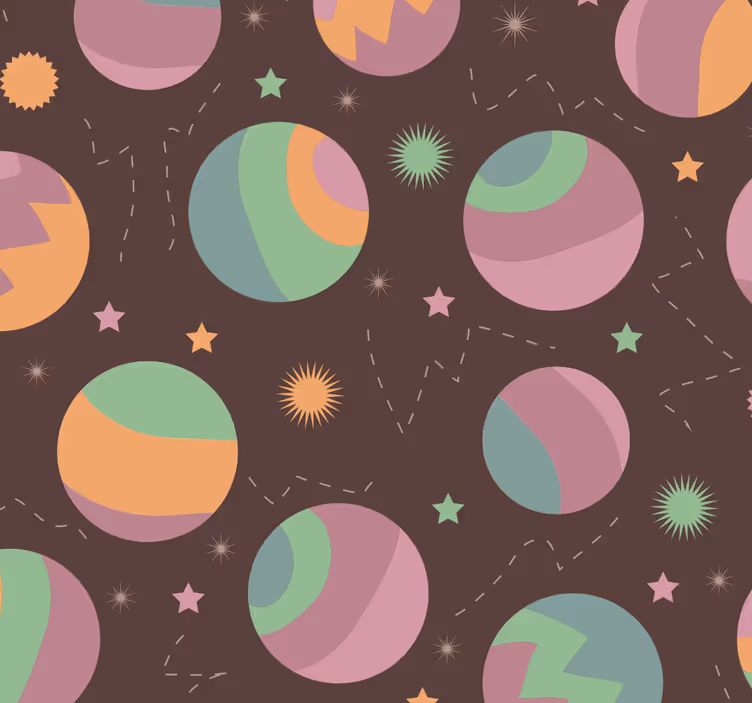 Cosmic Polka Pattern wallpaper childrens room - TenStickers
