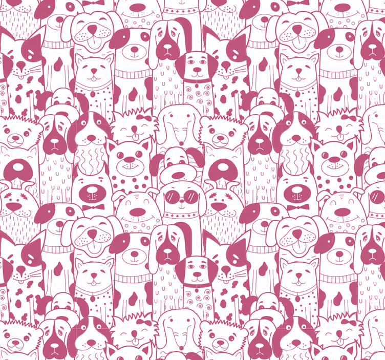 Canine Characters Pattern cute dog wallpaper - TenStickers