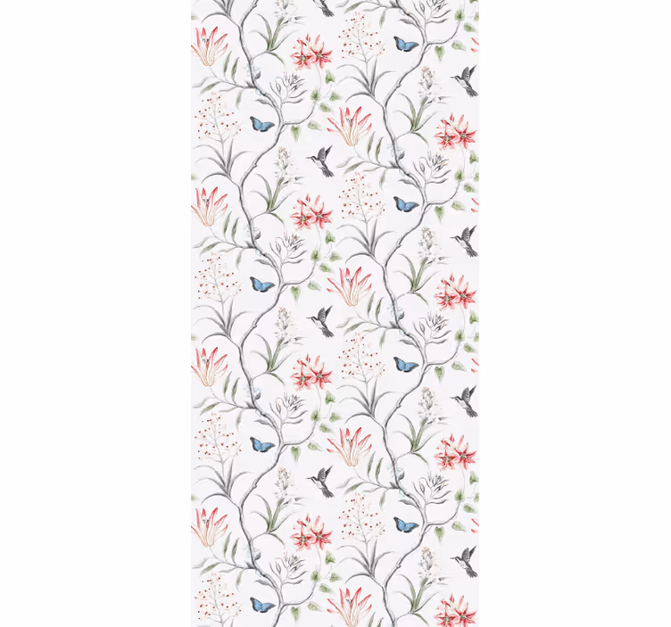 Bird & butterfly flower branch  Animal wallpaper - TenStickers