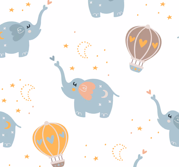 Elephants Hot-Air Balloons cute elephant wallpaper - TenStickers