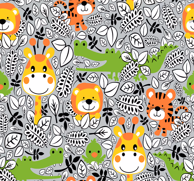 Safari Animal Fun animals wallpaper - TenStickers