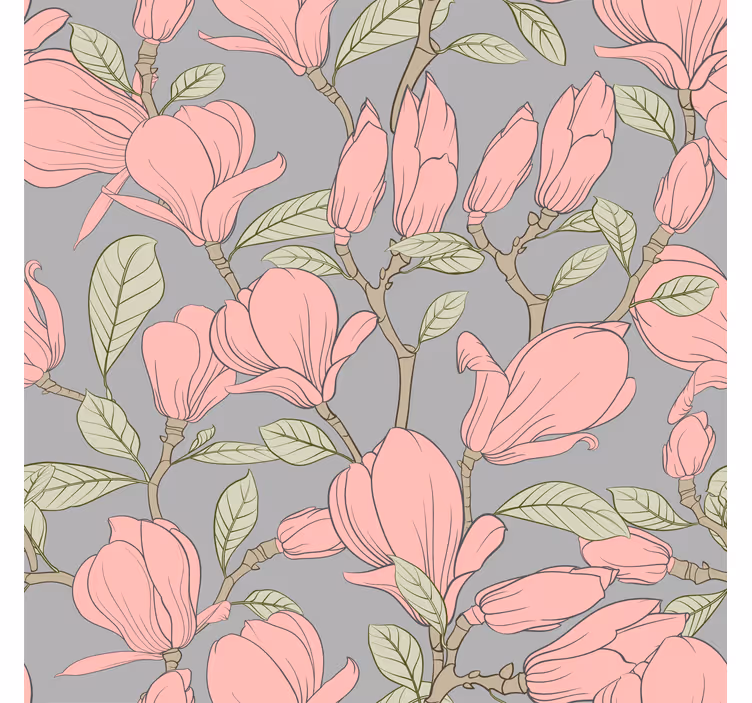Floral Magnolias flowers wallpaper - TenStickers
