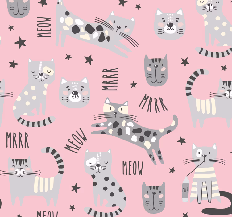 Feline Playtime cats wallpaper - TenStickers