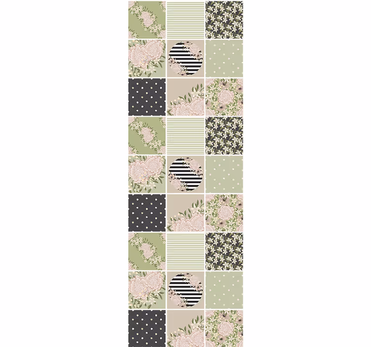 Floral wallpaper with floral patchwork design - TenStickers