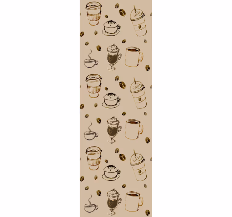 Coffee Illustrations kitchen wallpaper - TenStickers