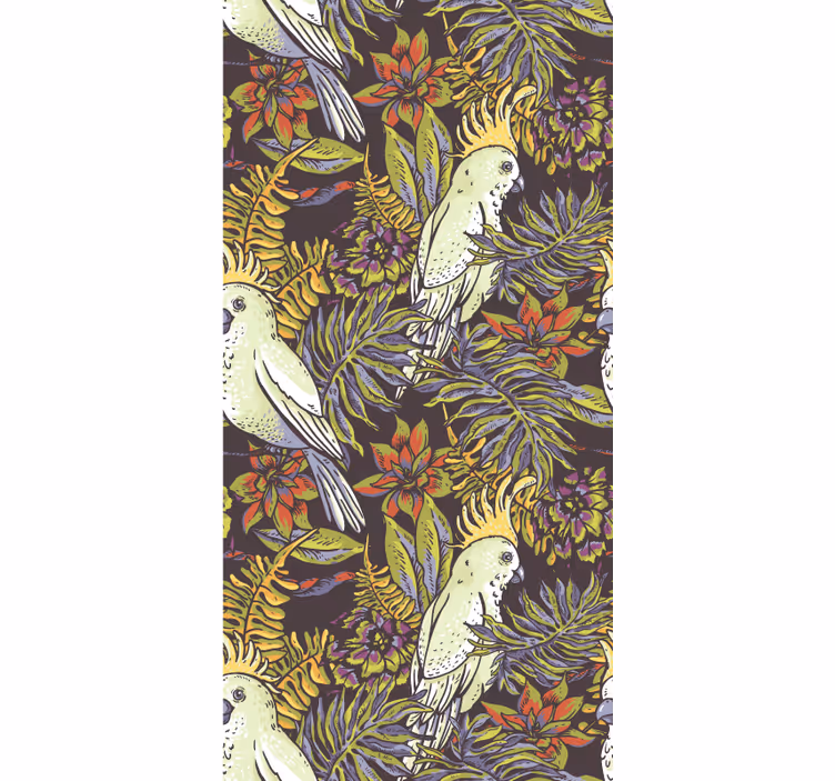 Tropical Parrot Pattern birds in wallpaper - TenStickers