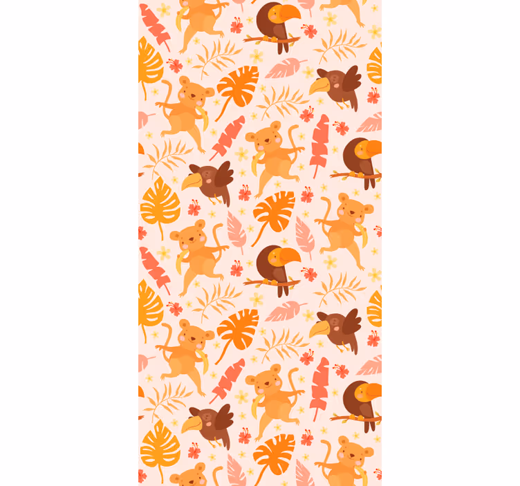 Playful Jungle Fauna cats wallpaper - TenStickers