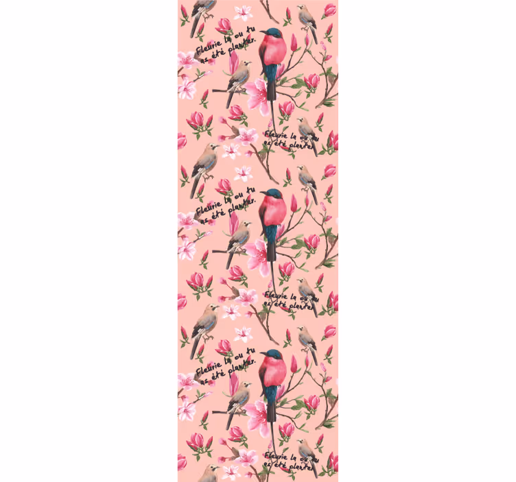 Birds Blossom Pattern birds in wallpaper - TenStickers
