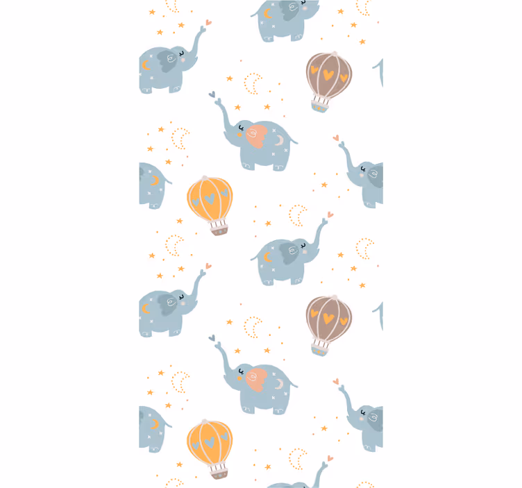 Elephant Balloon Dance nursery room wallpaper - TenStickers