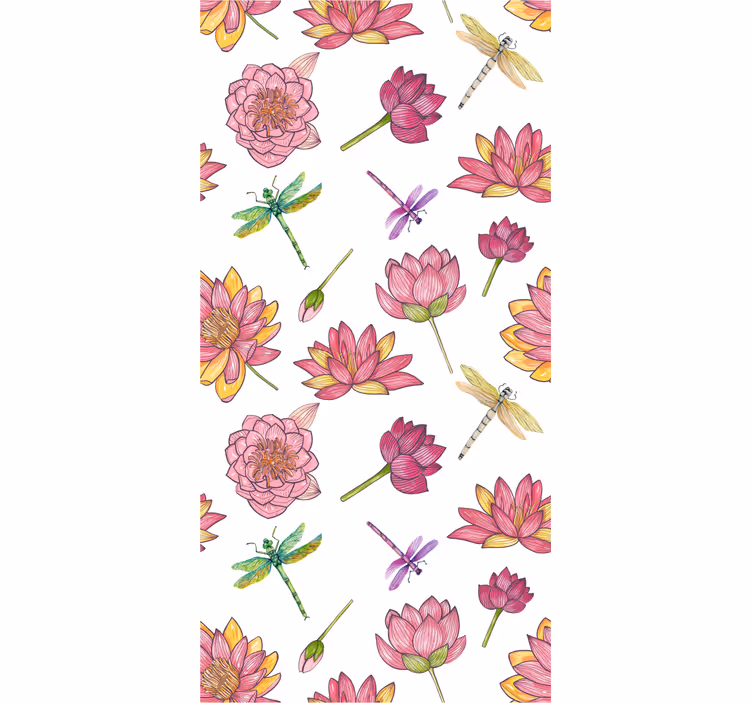 Floral Dragonfly Fusion flowers wallpaper - TenStickers